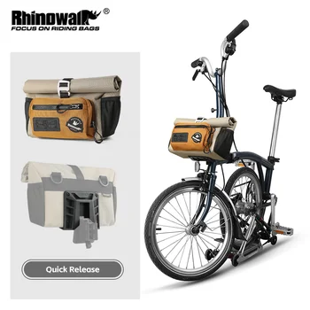 Borsa da manubrio per bici Rhinowalk 4L a sgancio rapido per borsa per cestino per tubo anteriore per bici pieghevole Brompton con sistema MOLLE Ciclismo urbano