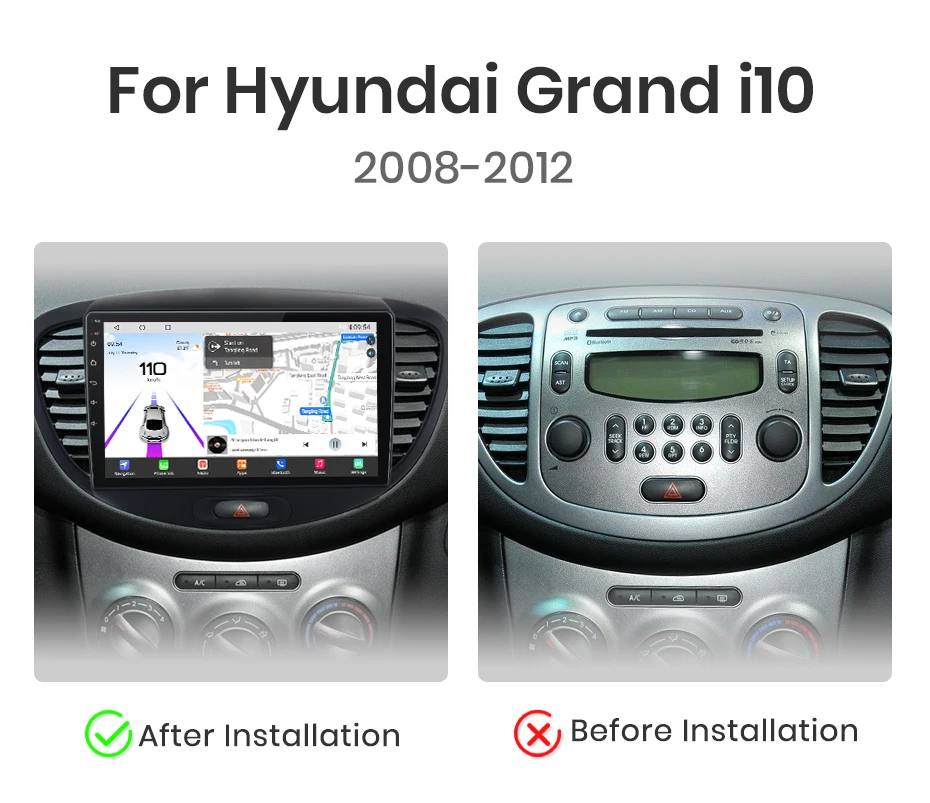 Junsun Qualcomm chip 8Core Android13 Auto Radio Für Hyundai Grand i10 2008-2012Wireless CarPlay Autoradio Stereo bildschirm Multimedi – Detail 4