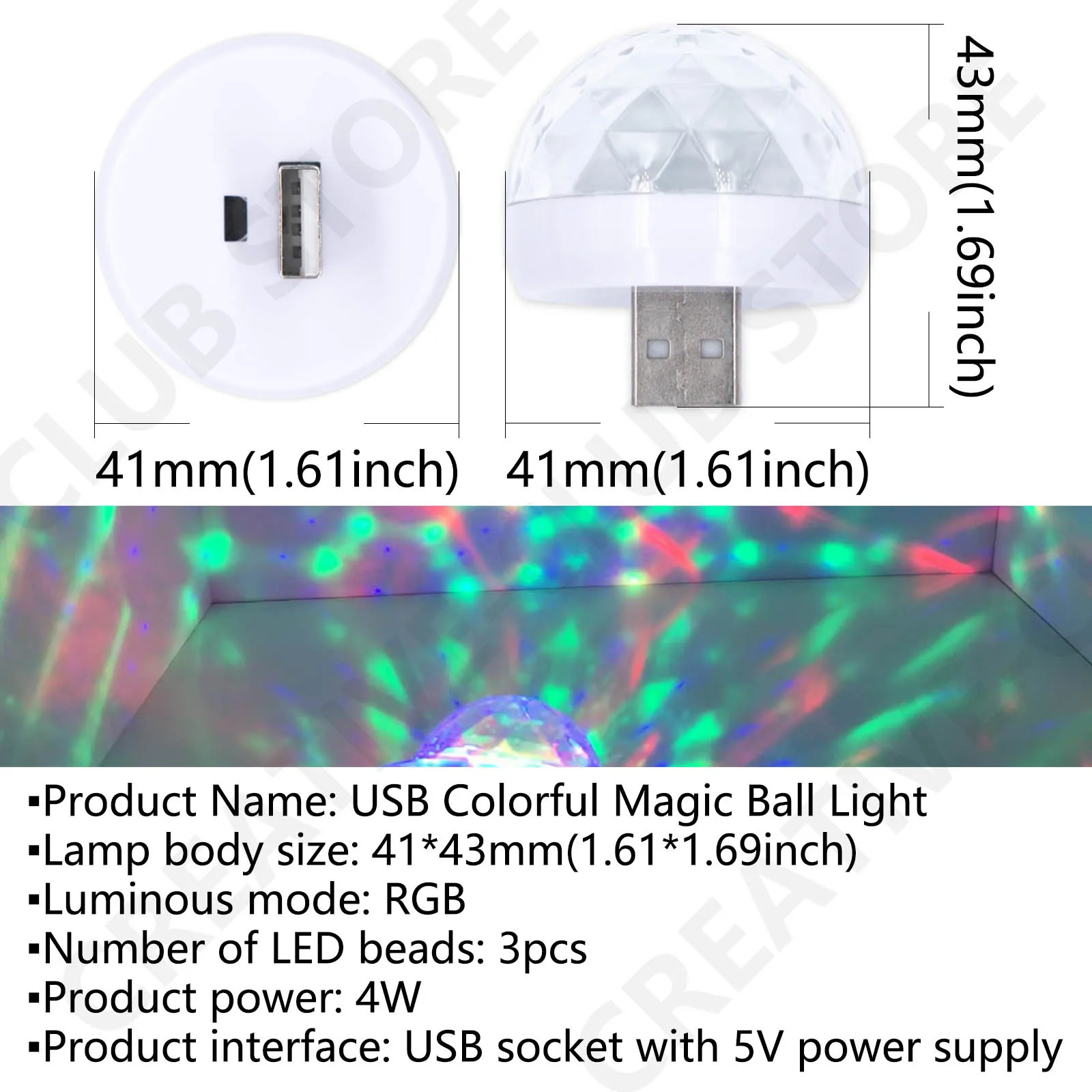 【User-friendly】 USB Mini Car Interior Lighting DJ Disco Sound Actived Multicolor Holiday Atmosphere Party Strobe Effect Lamp