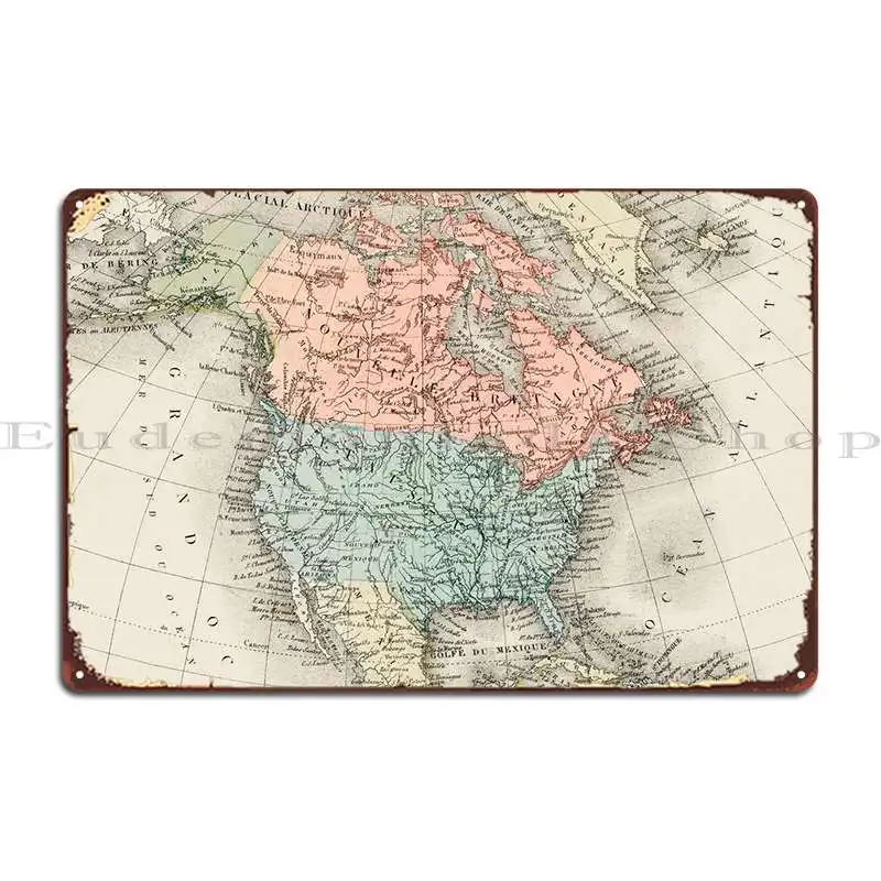 Usa Vintage Map Metal Sign Poster Cinema Personalizzato Retro Personalizza Retro Tin Sign Poster