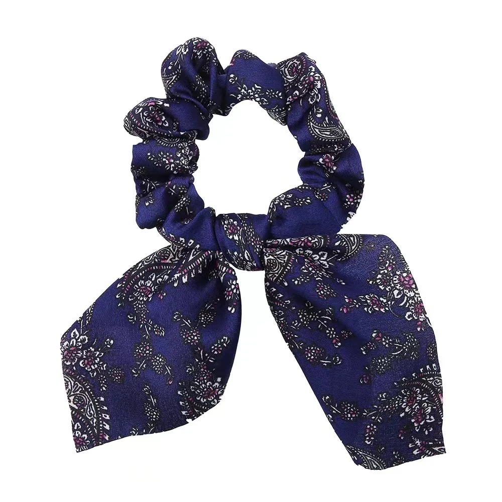 Floral Bow Scrunchies - Stylish Elastic Hair Ties