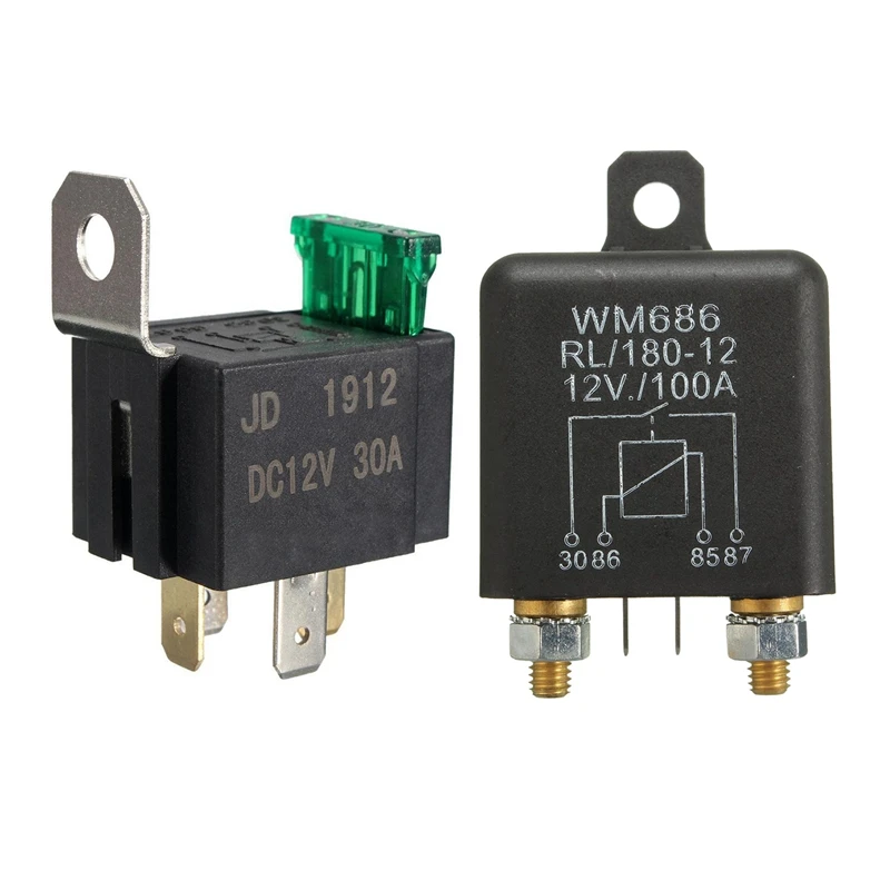 

2 Pcs 12V 4 Pin Car Relay: 1 Pcs 30A SPST Car Relay Changeover Switch & 1Pcs 100Amp ON/OFF Switch Split Charge Relay