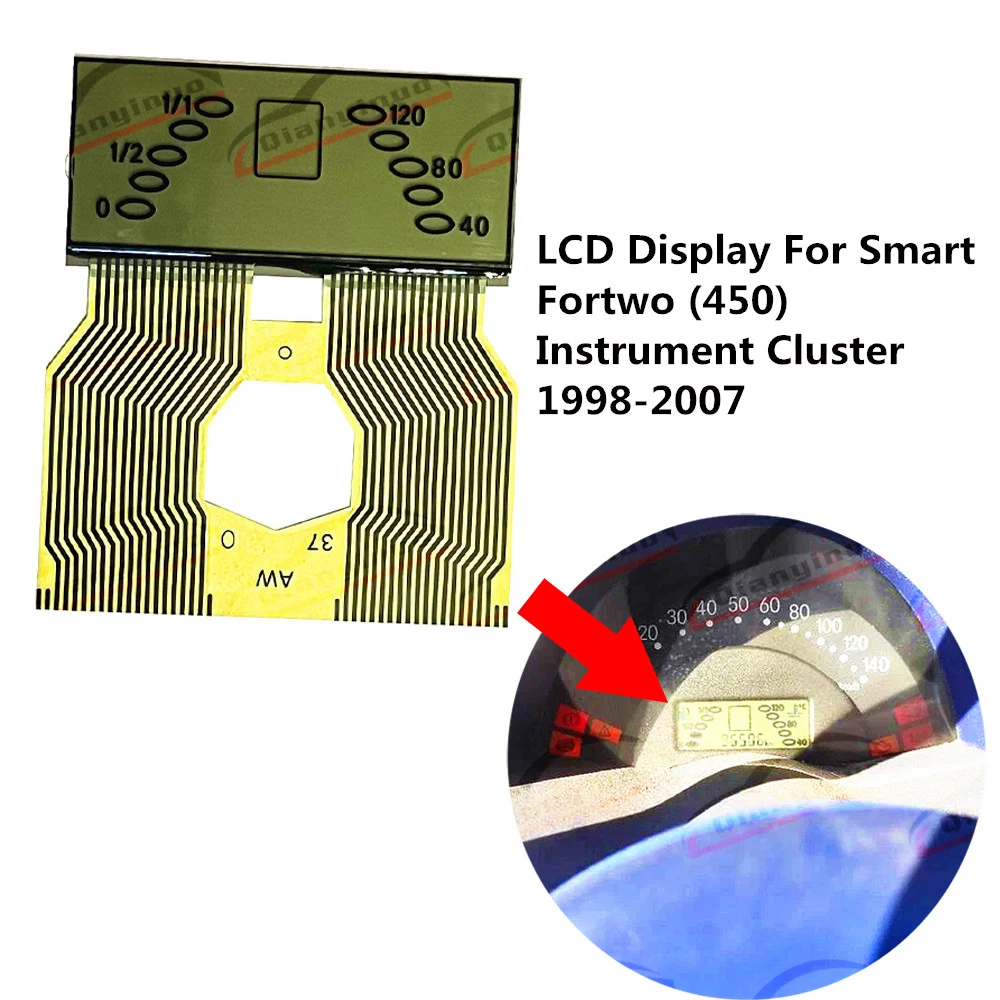 Tela LCD do painel Qianyinuo para cluster de instrumentos Smart Fortwo (450) (1998-2007)