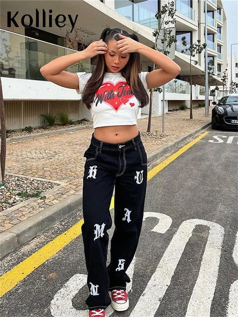 Kolliey Fall Black Baggy Cargo Pants For Women 2022 Streetwear High Waist  Straight Leg Pants Female Pockets Casual Long Trousers - AliExpress