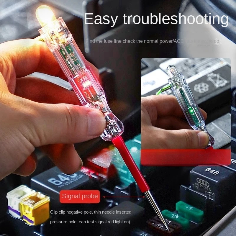 Car Truck Voltage Circuit Tester Auto 6V 24V Tools Car Diagnostic Probe Test Pen Light Bulb Electric Measuring Pen Tools 2