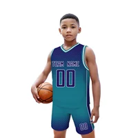 Short de maillot de basket-ball personnalisé bleu fondu pour enfants, uniforme de basket-ball personnalisé pour jeunes avec nom de l'équipe et numéro, cadeau pour Fans de garçons 5