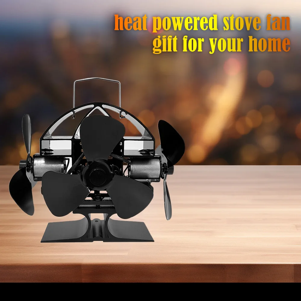 Stove Fan Silent Stove Fan Heat Distribution Powered Fireplace Log Wood Burner Eco-fan Quiet Fireplace Home Winter Warm
