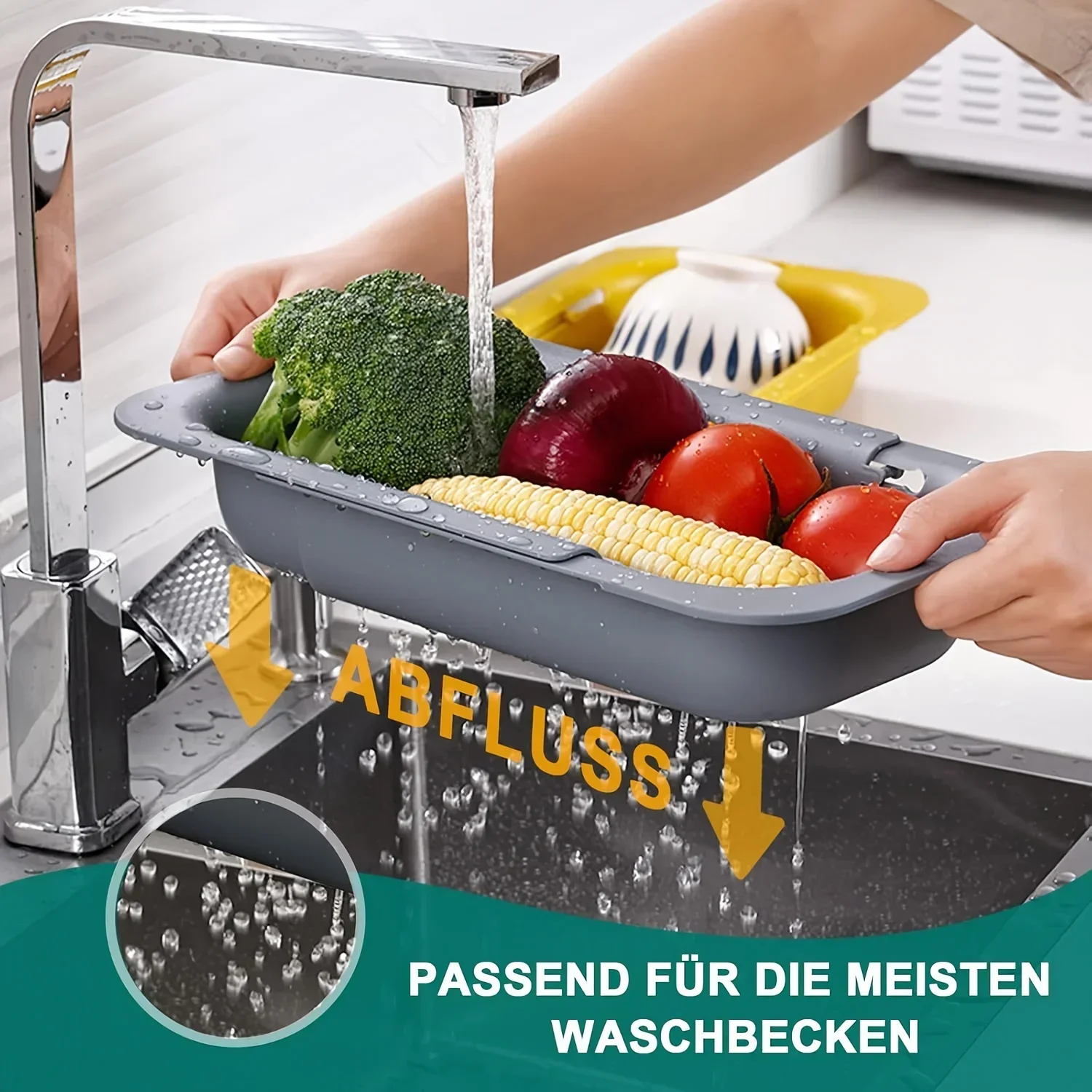 야채, 과일 세척용 접이식 플라스틱 필터 바구니, 식기 건조기, 주방 싱크대 정리함