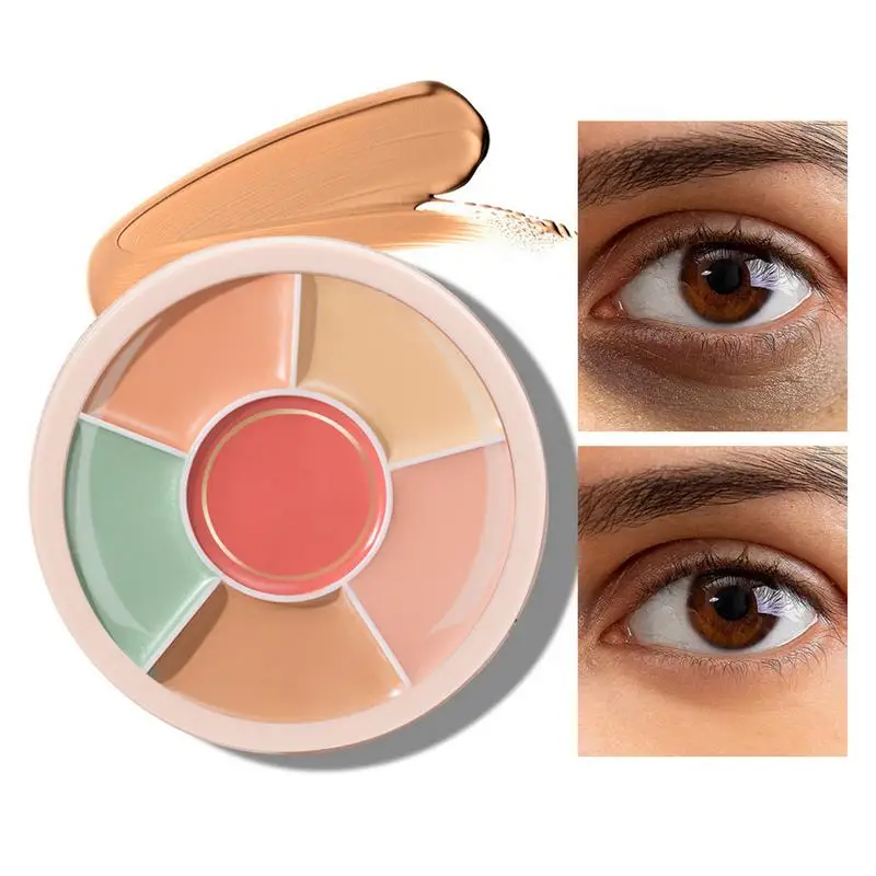 6 Colors Concealer Palette Moisturizing Full Coverage Acne Spot Dark Circles Concealer Cream Brightening Highlighter Face Makeup