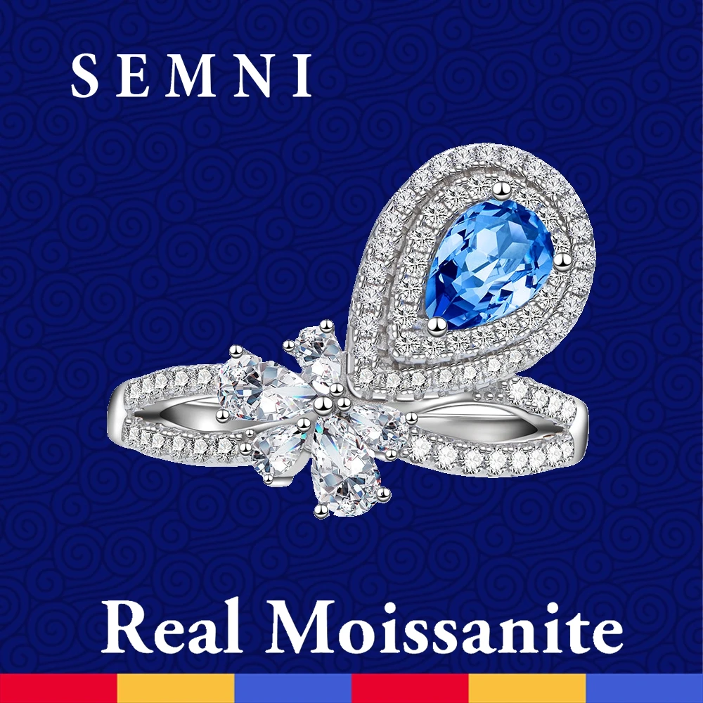 

SEMNI 0.8ct 5*7 мм Муассанит, бриллиант, капля воды, кольцо для женщин, рубин, сапфир, изумруд, свадебное обещание, браслет, женское серебро