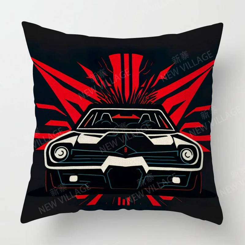 Modern Simple Car Illustration Pillow Cover Bedroom Cafe Decoration Applicable Car Cushion Cover 40x40cm 45x45cm 3