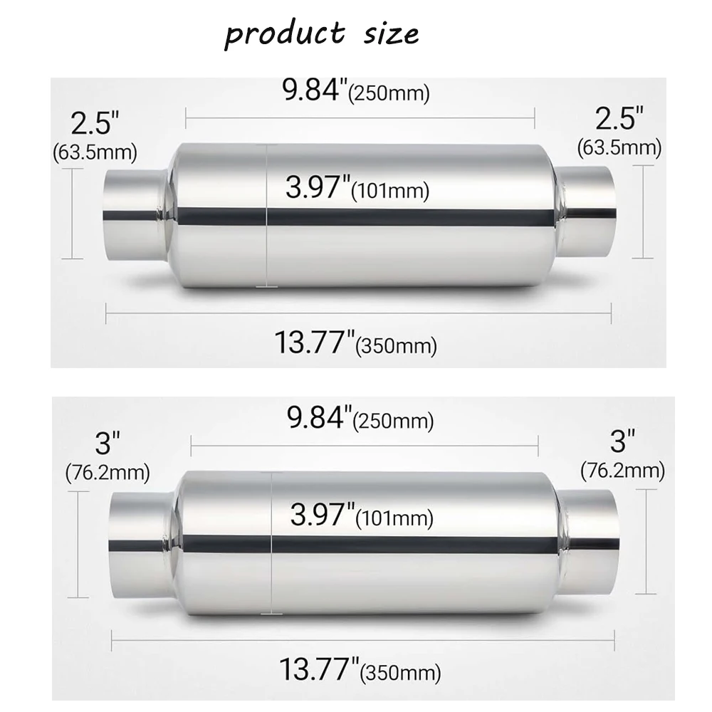 Universal 3"/2.5" /2"/2.25" Exhaust Muffler Pipe Resonator Car Tube Spiral Silencer Deep Sound 13.8" Length Stainless Resonato exhaust muffler tip,exhaust pipe muffler,exhaust trim pipe