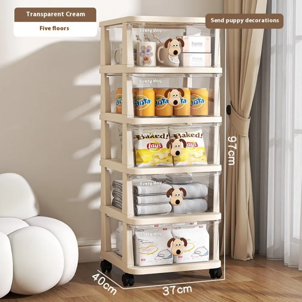 Transparent Drawer-Type Storage Trolley Multi-Layer Drawer-Type Plastic Storage Trolley for Living Room and Kitchen Organization