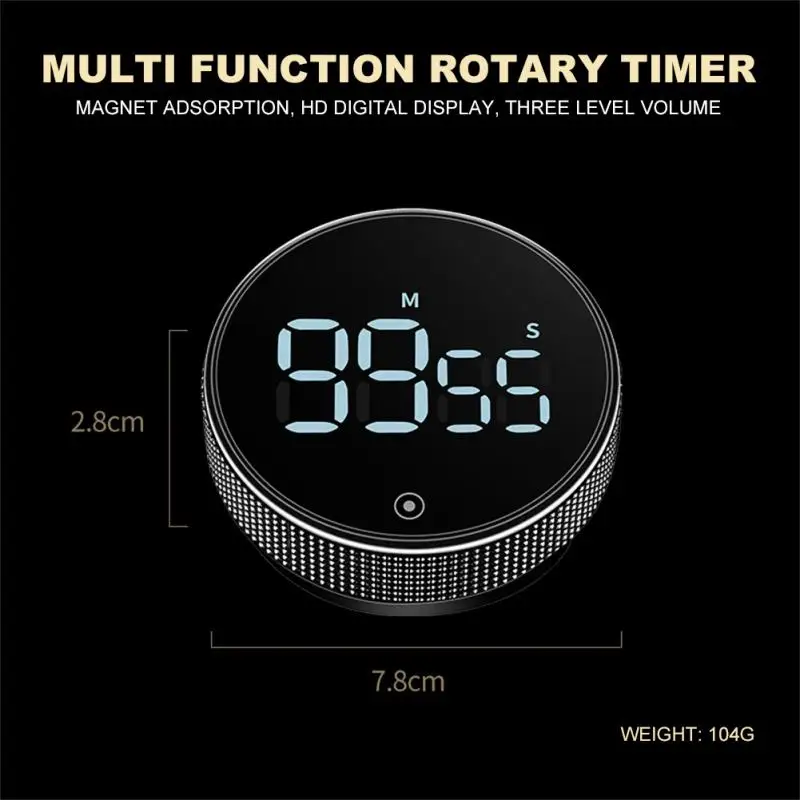 Magnetic Kitchen Timer Digital LED Display Cooking Shower Study Baking LED Counter Stopwatch Reminder Electronic Countdown Timer