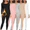 Thermal Underwear Suit for Women Long Johns Ultra-Soft Slim Base Layer Cold Weather Keep Warm Top Bottom Set of 2 1