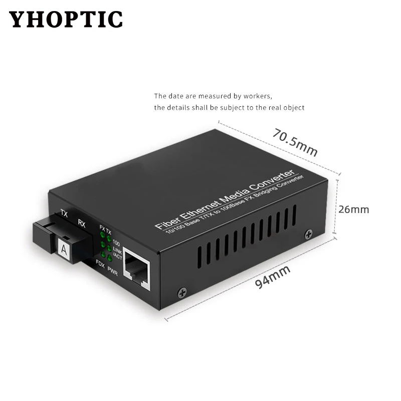 10/100M 25KM 100Mbps Ethernet Fast Ethernet Fiber Switch Transceiver 1 Fiber 1 RJ45 Singlemode Optic Media Converter 1310/1550nm