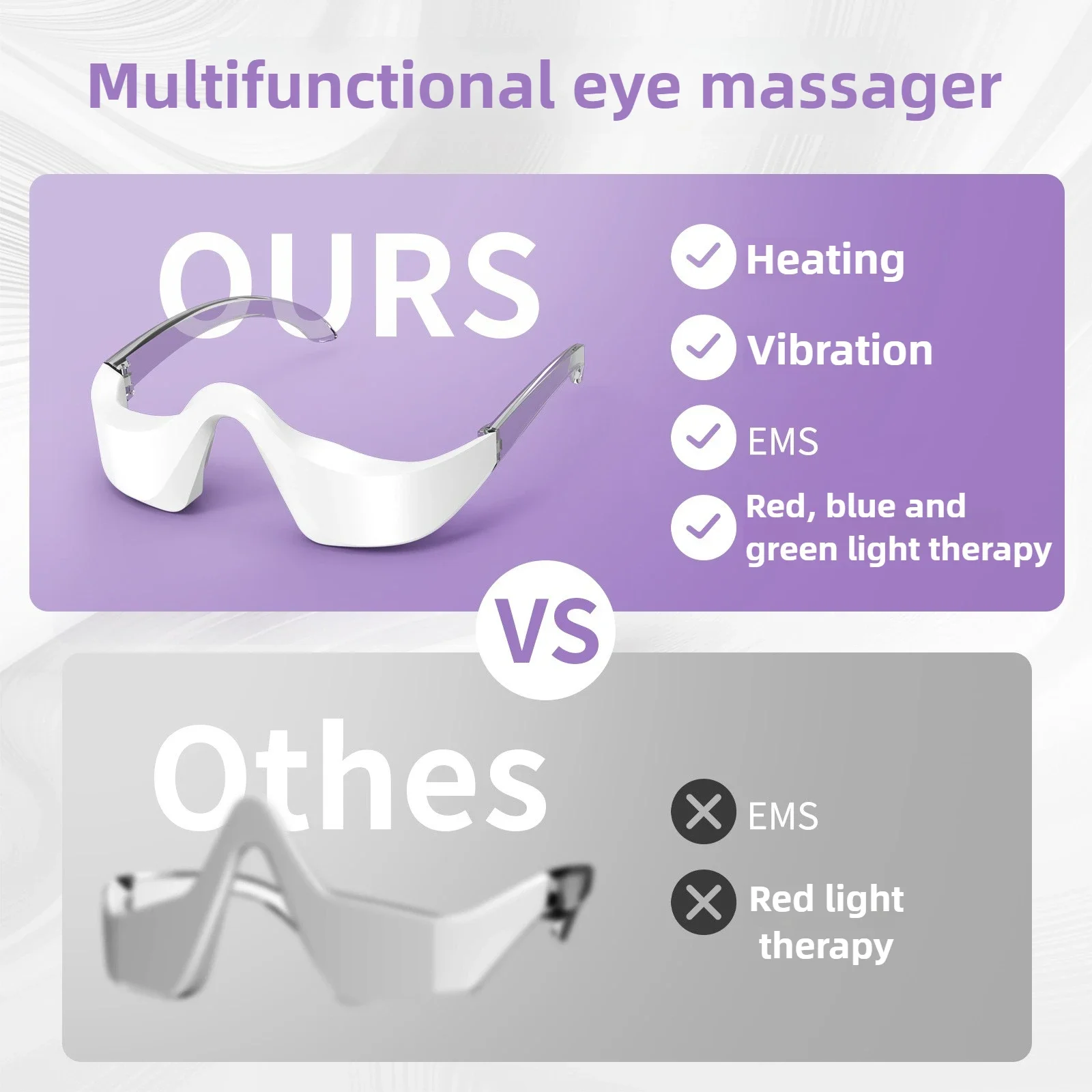 2026 NEW Wireless Portable Eye Massager with Red Light Therapy Hot Compress for Dark Circles Puffiness Relief Home Office Use