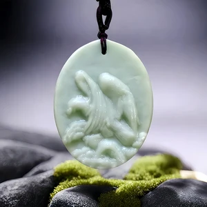 Natural Real Jade Eagle Pendant Necklace Chinese Gemstones Luxury Fashion Stone Carved Jewelry Charm Gifts for Women Men