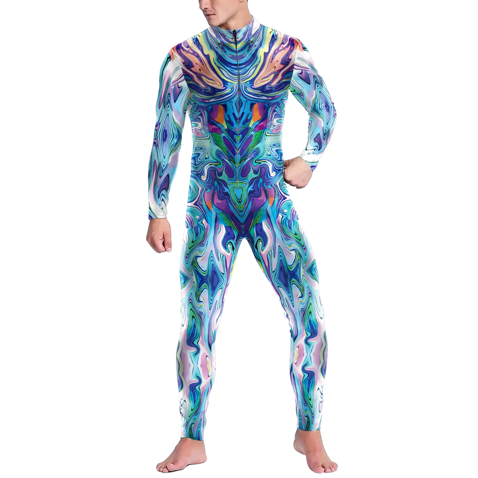 Futuristic Mechanical Armour Jumpsuit Cool Fighter Cosplay Bodysuit 3D Printed Steampunk Costume Party Shows Men Zentai Suit cosplay costume