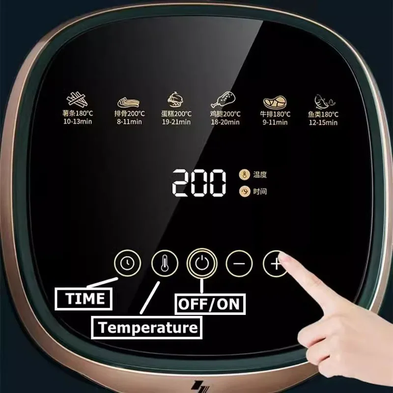 900W 220V household 8L air oil-free electric frying pan with grill, intelligent touch screen, all chicken oven 6