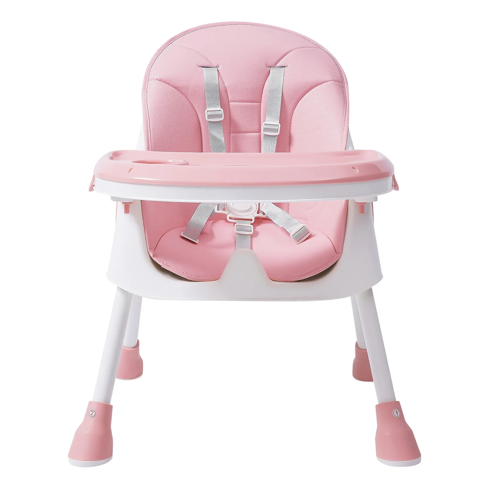 2-in-1 klappbarer Baby-Esszimmerstuhl mit Besteck, rosa Kinder-Hochstuhl für Babys, faltbarer Esszimmerstuhl mit Höhenverstellung für Zuhause – Detail 5