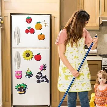 9pcs Cute Cartoon Fruit Magnets: Add Colorful Fun to Your Fridge with Creative Soft Rubber Stickers 2