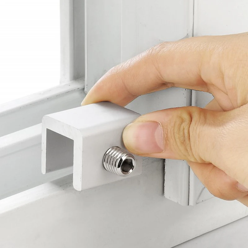 2Pcs Aluminum Window Lock Locator Adjustable Sliding Window Lock Stopper Safety Locks Anti-theft Door Home Hardware Parts