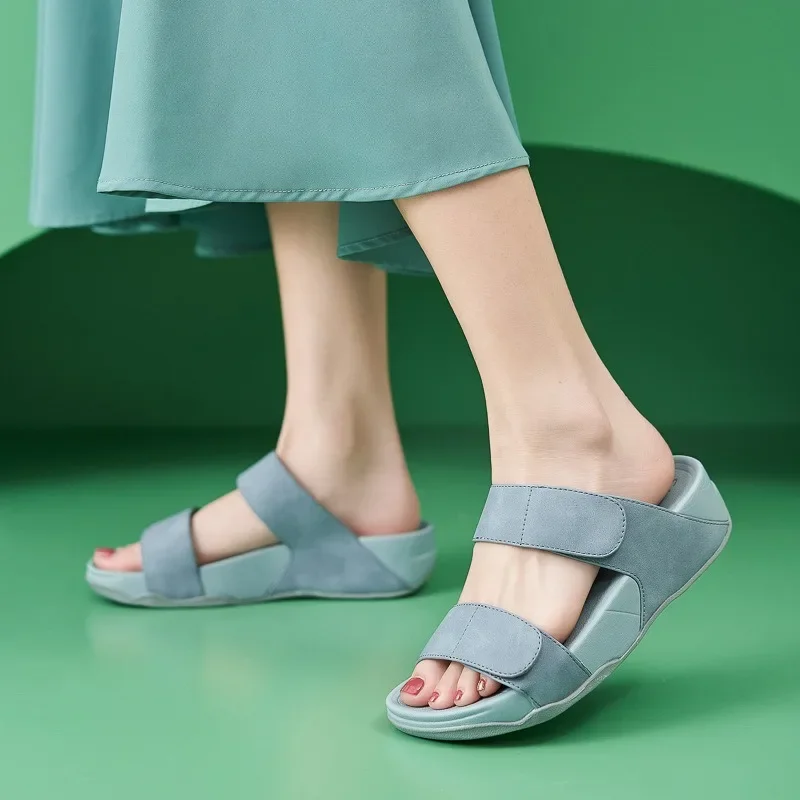 Summer Women 3.5cm Platform 5cm High Heels Slippers Female Casual Slip on Wedges Comfortable Lady Fashion Solid Color Slides