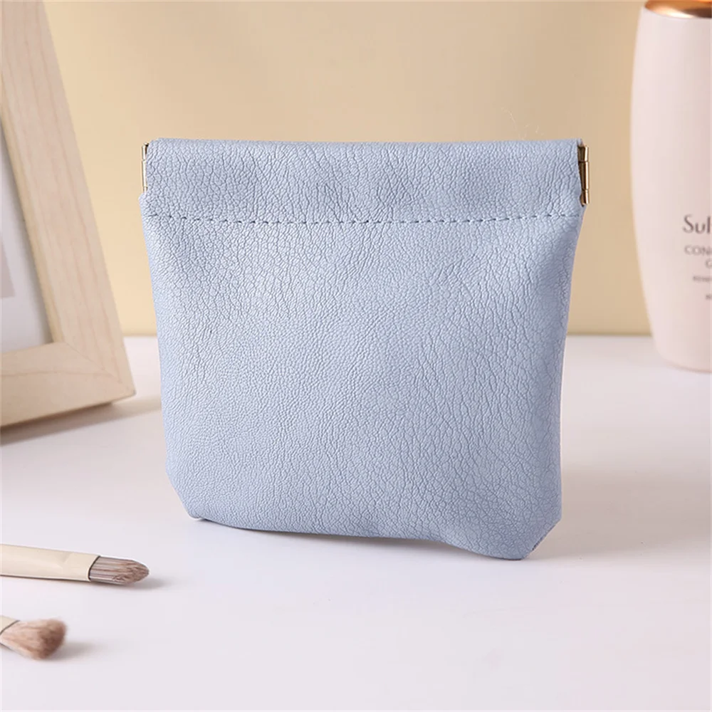 PU Leather Change Purse Men Women Mini Coin Purse Money Bag Small Cosmetic Pouch Short Wallet Key Earbuds Credit Card Holder
