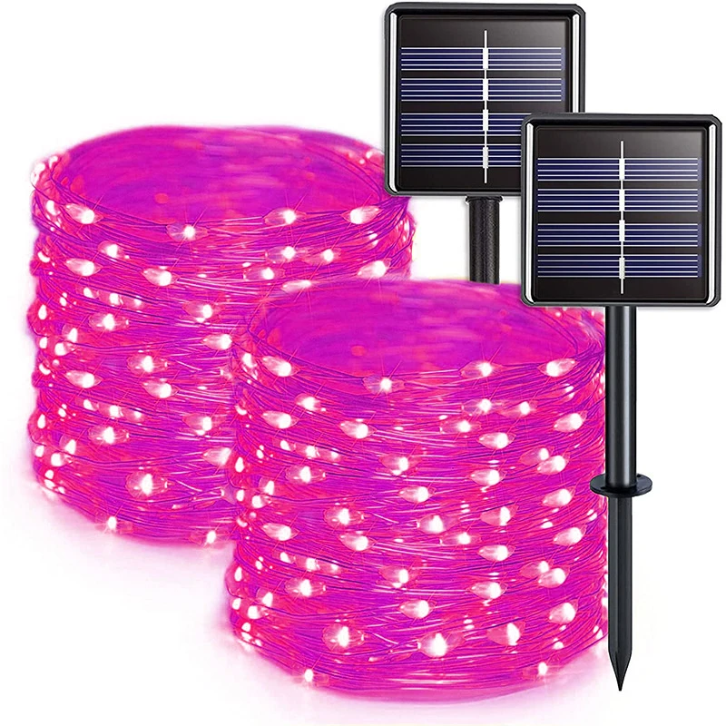 Waterproof Outdoor Solar LED Fairy String Lights - Twinkling Copper Wire for Parties & Garden Decor
