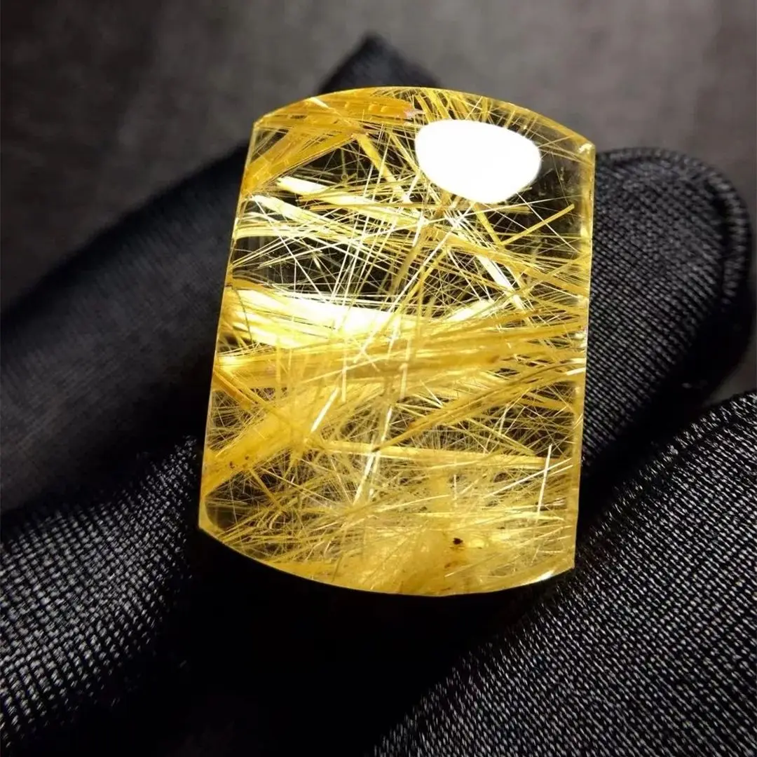 

Natural Gold Rutilated Quartz Pendant For Woman Man Luck Wealth Gift Reiki Gemstone Clear Crystal 23x17x10mm Beads Jewelry AAAAA