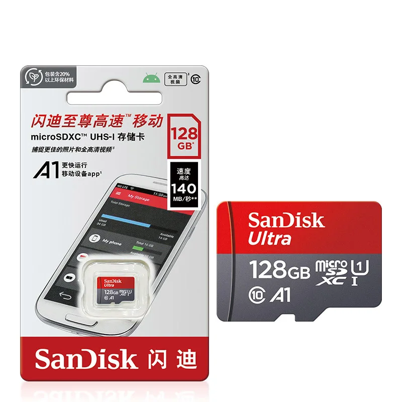 Sandisk 100% Originele Geheugenkaart 128Gb 64Gb 32Gb A1 Micro Sd Kaart Klasse 10 UHS-1 Tf Flash Kaart Voor Samrtphone/Pc