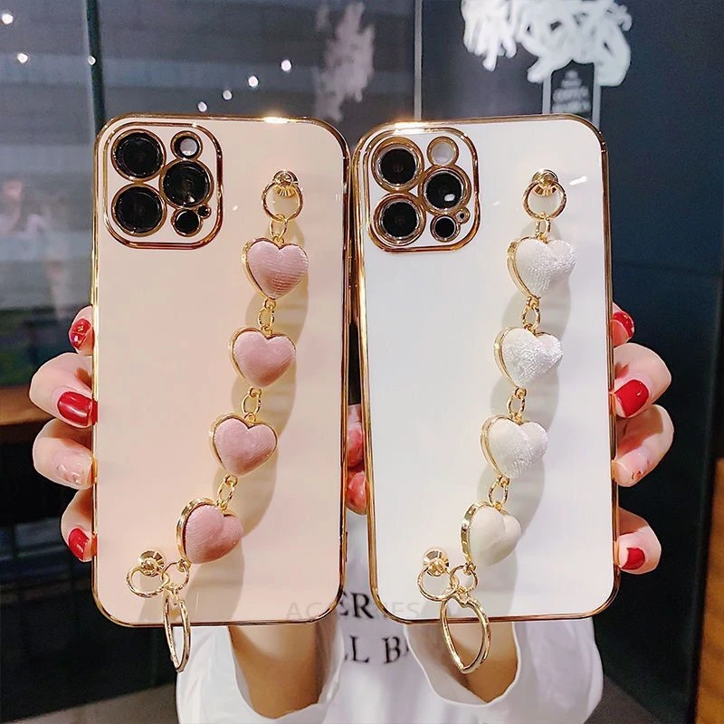 Love Heart Bracelet Luxury Chain Phone Case Cover