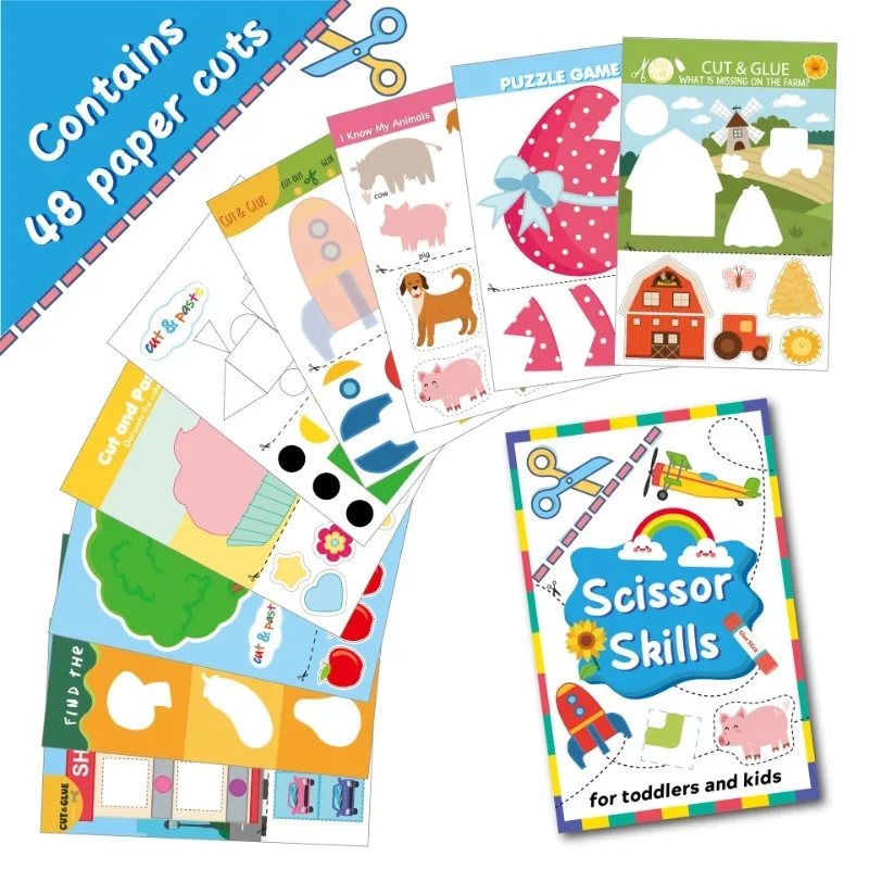 

Детская книга для вырезания бумаги, веселые Мультяшные игрушки ручной работы «сделай сам», паста для детского сада, интерактивные наклейки-книжки для родителей и детей