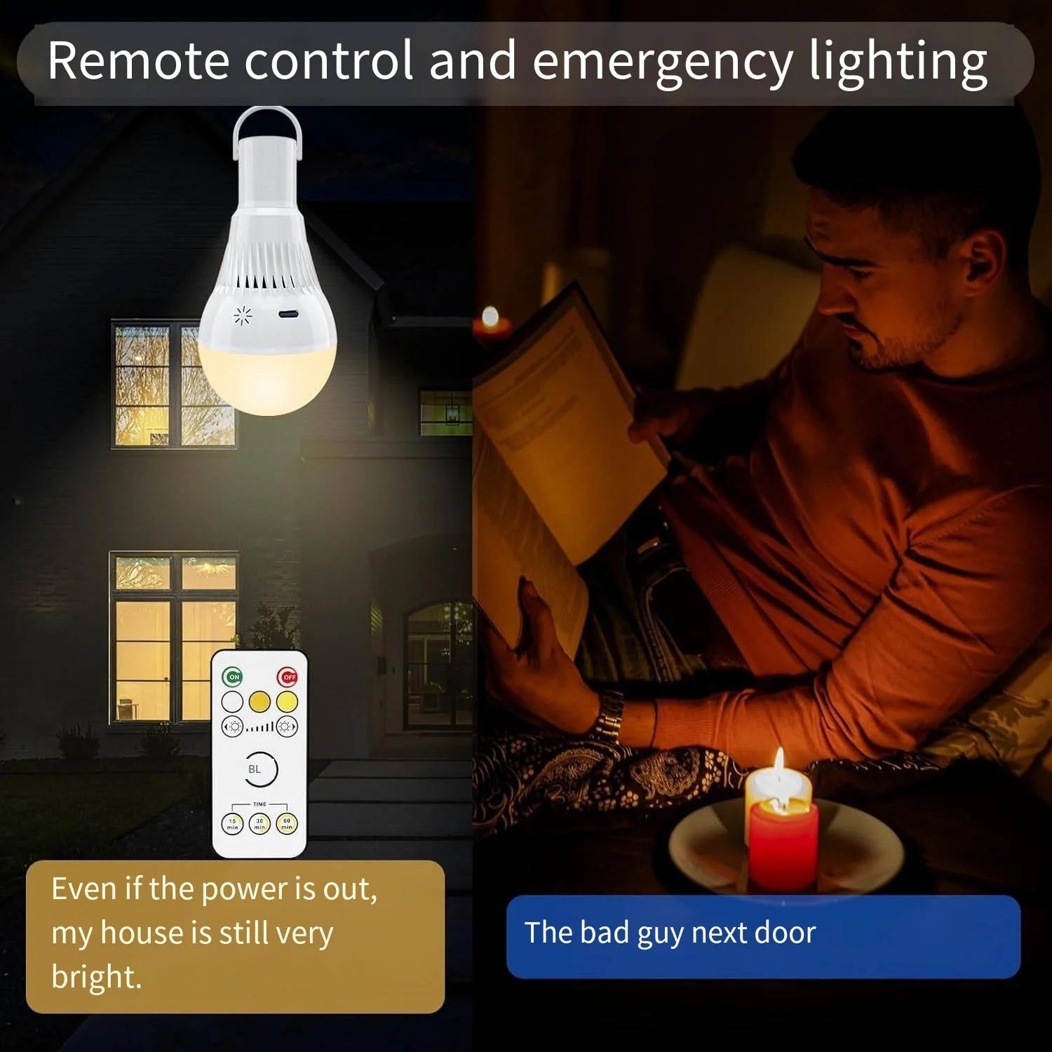 220V E27 rechargeable emergency bulb，Remote control timing and dimming，3 colour Cordless wall lamp replacement bulb bulb