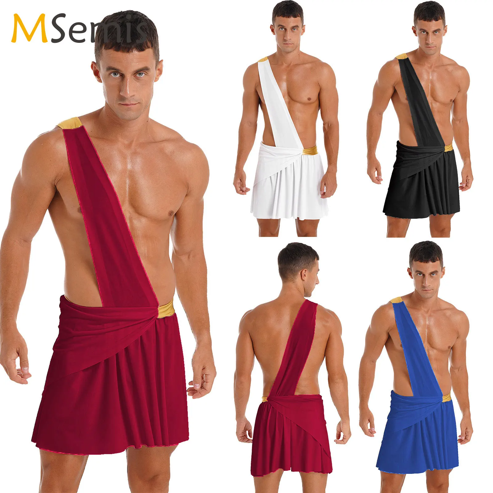 Men's Ancient Greek God Toga Costume One-Shoulder Harness Mr