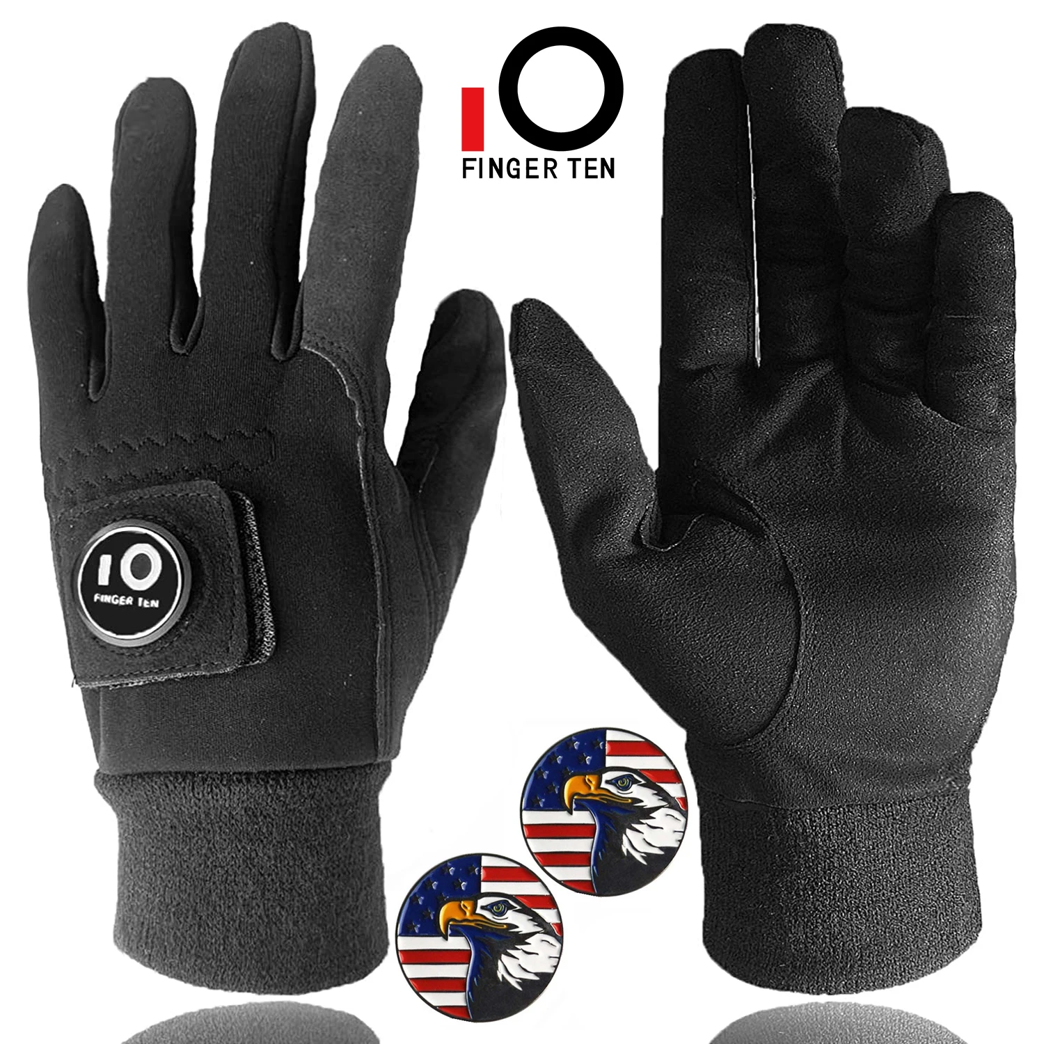 

Warm Grip Winter Golf Gloves Men with Eagle Ball Marker Left Right Hand Breathable Outdoor Golfer Glove Black Drop Shipping