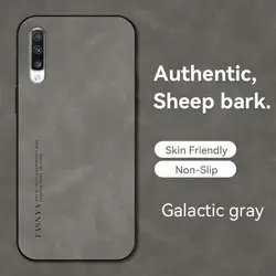 Luxury Sheepskin Leather Phone Case - Premium Men's Back Cover for A03S (Gray)