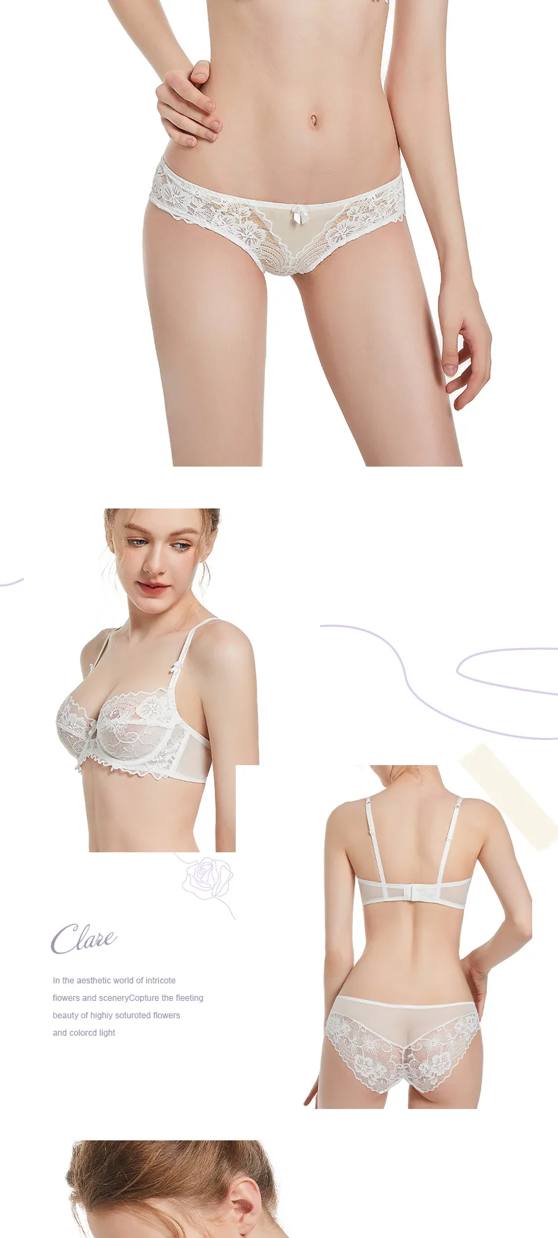 Logirlve Damen-Set, sexy, atmungsaktiv, ultradünn, Push-up-BH mit Spitzenhöschen, elegante Unterwäsche für den täglichen Gebrauch – Detail 7
