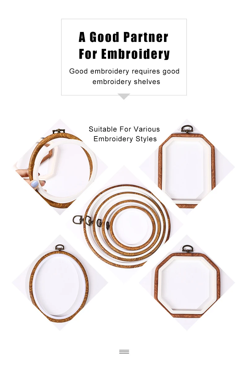 Embroidery Hoops Round Oval Square Cross Stitch Rack Plastic Embroidery  Hoop Frame Rings for DIY Cross Stitch Sewing Craft Tools