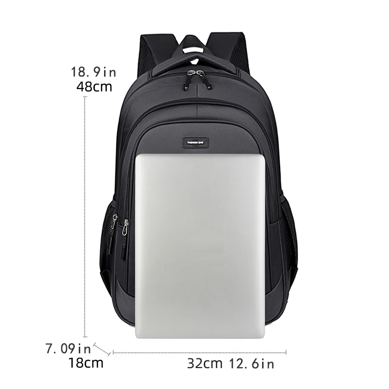 Men's large-capacity backpack, fashionable laptop bag, suitable for travel and business, equipped with secure zipper closure and