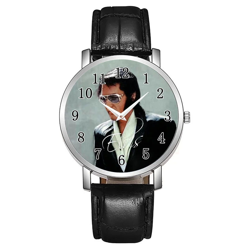 Singer Elvis Watch Black Leather Digital Quartz Wristwatches womens quartz watch womens watch quartz watch women watches digital watch For Women
