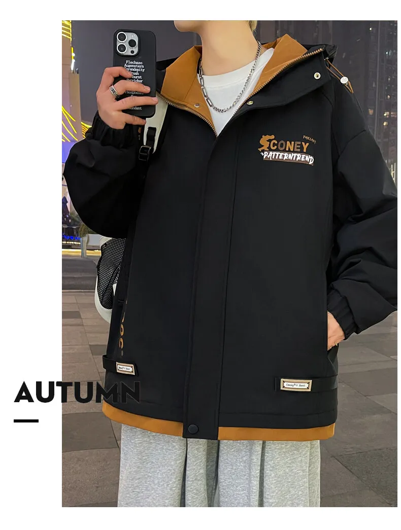 2026 Frühling Herbst Herren Kapuzen-Freizeitjacken Jugend Streetwear Loose Cargo Mäntel Outdoor Kurze Reißverschluss-Windbreaker Oberteile Kleidung – Detail 11