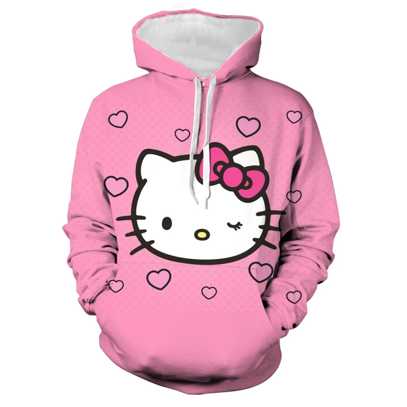 

Hello Kitty Hoodie Women's Kawaii Cartoon Graphic Hoodie Fashion Street Anime Unisex Korean Sweatshirt Women