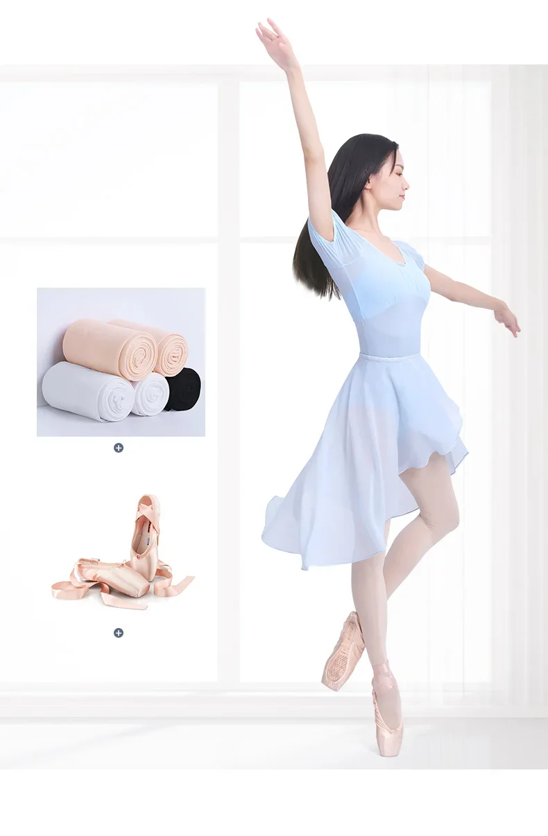 Ballettrock mit verstellbarer Taille für Damen und Erwachsene, Chiffon-Tanzrock, Tutu-Wickel-Übungsrock mit transparenter Schicht – Detail 14