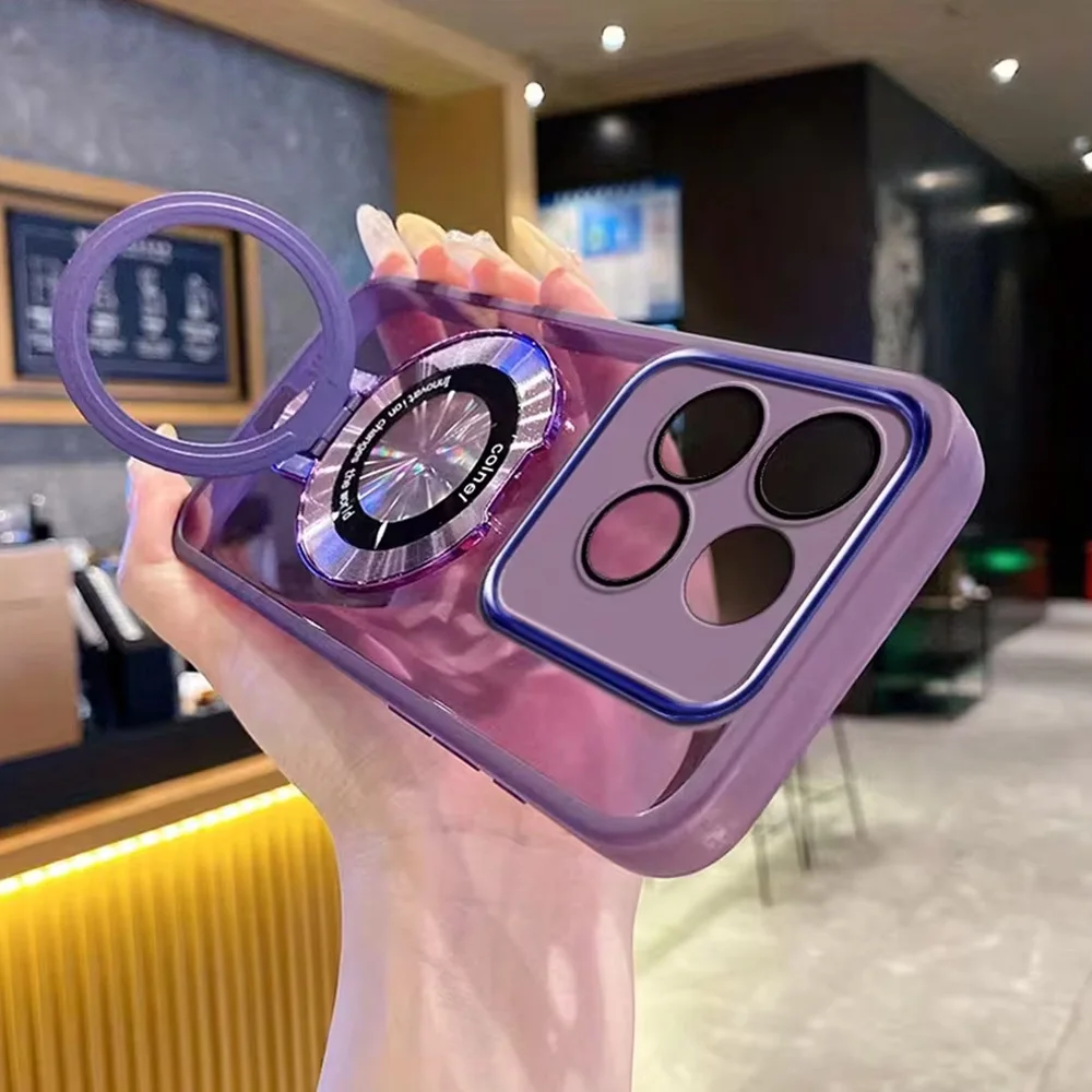 Luxury Bracket Phone Case with Magnetic Stand Holder and Soft Cover