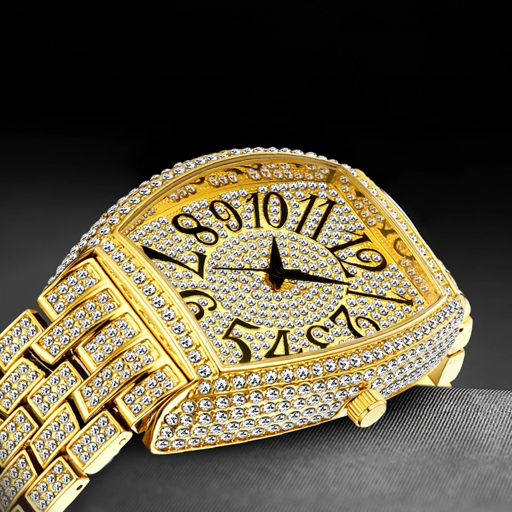 ساعة رجالية فاخرة مقاومة للماء من الثلج ، رائجة ،...