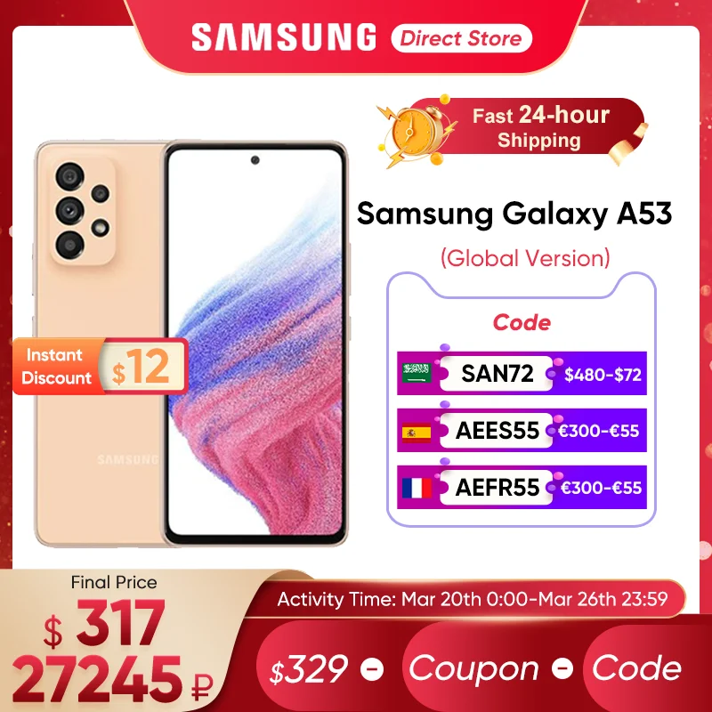  Original Samsung Galaxy A53 5G Smartphone Exynos 1280 Super AMOLED 120Hz 5000mAh Phone 25W Fast Charge Android 12 Mobile Phone 