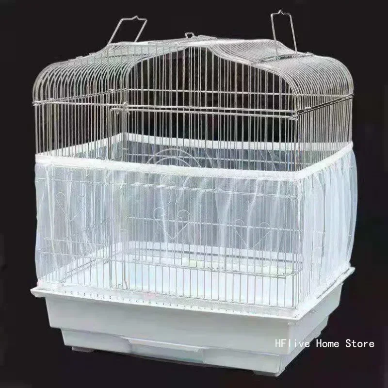 Mesh Bird Cage Cover bird cage cover Shell Skirt Net Easy Cleaning Catcher Guard Stretchy Parrot Net