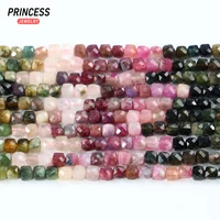 A++ Natural 4mm Colorful Tourmaline Cube Faceted Beads Healing Crystal Beads for Jewelry Making DIY Bracelet Necklace 1